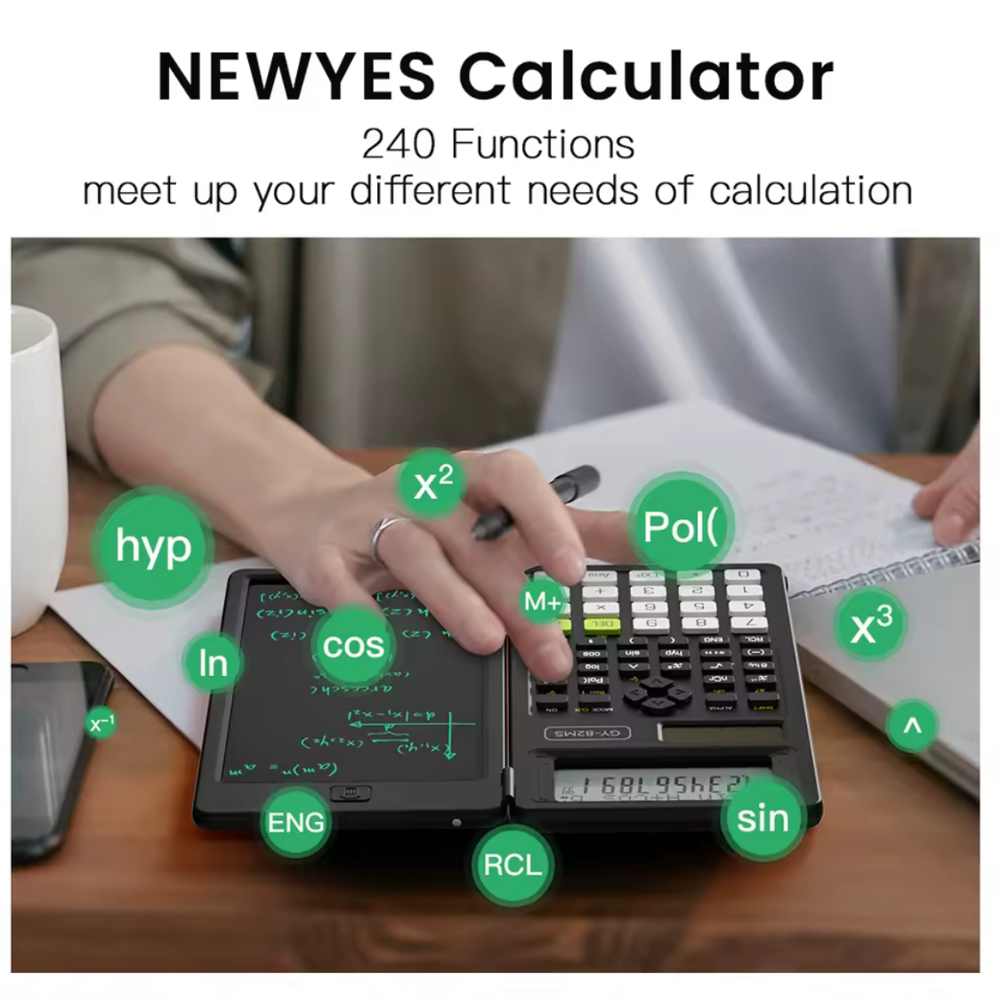 Scientific Foldable Calculator  2 in 1 with drawing screen, 6 inches, LCD Screen, 82MS and 240 functions for university students and professors
